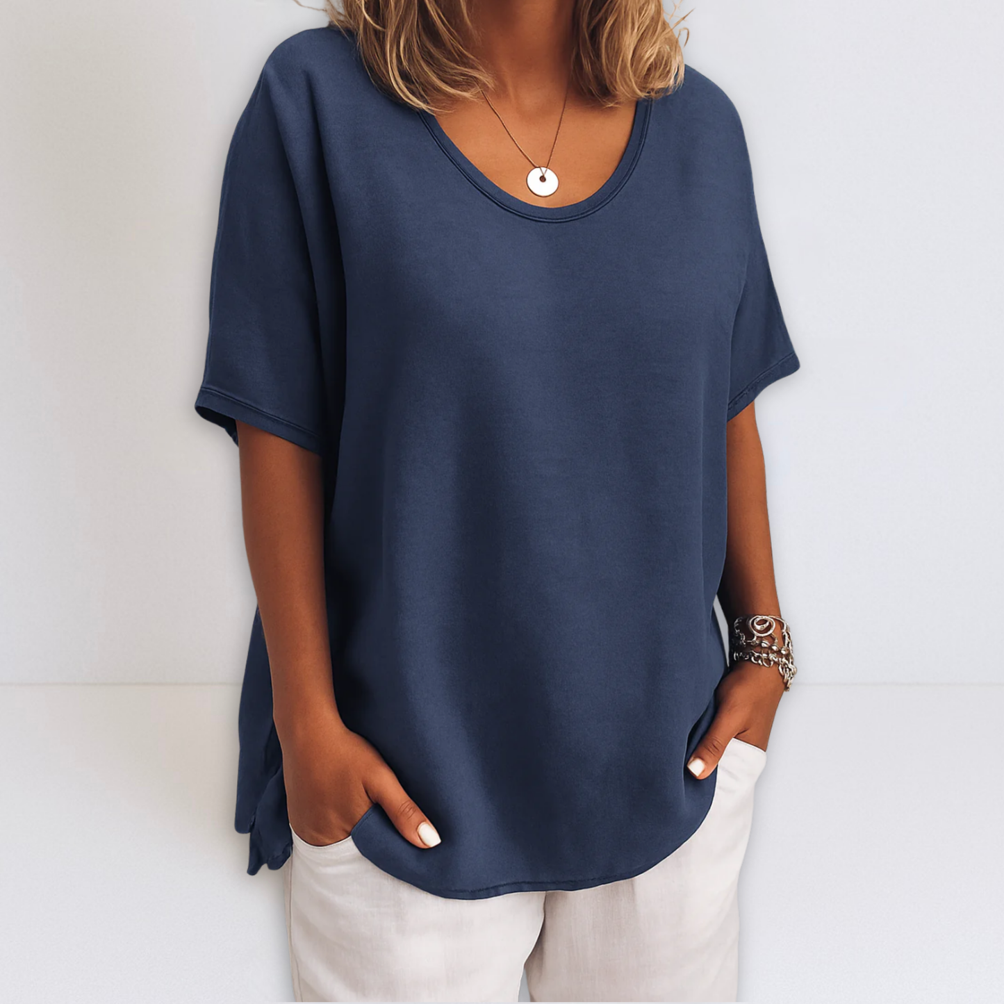 Dames Oversized Blouse V-hals Comfortabele Pasvorm