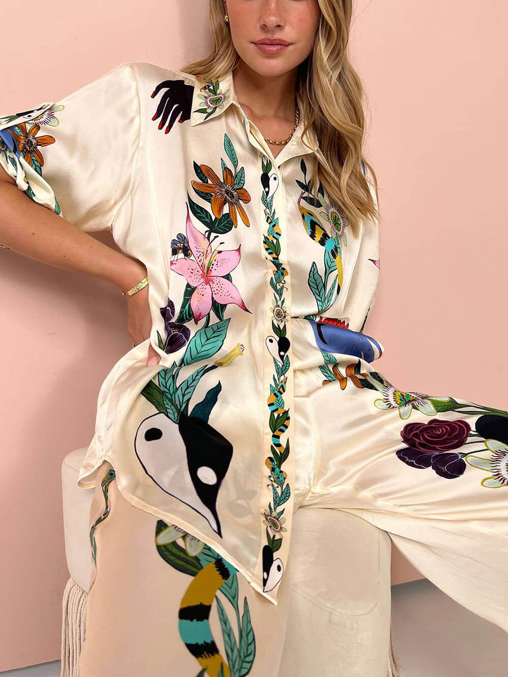 Bianca | Comoda blusa oversize con bottoni
