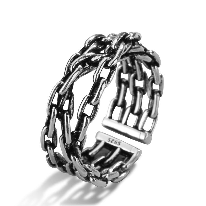 Vrouwelijke Verstelbare Schakelring Gevlochten Zilveren Armband