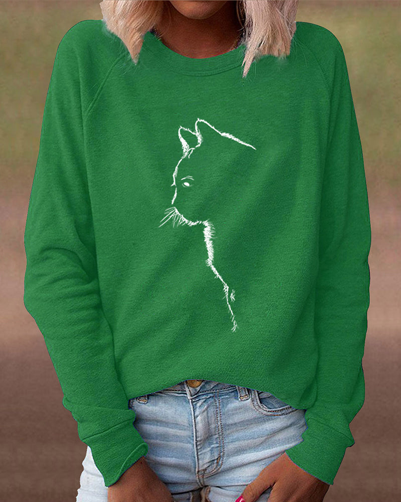 Kattenprint Sweatshirt met Pootafdrukken