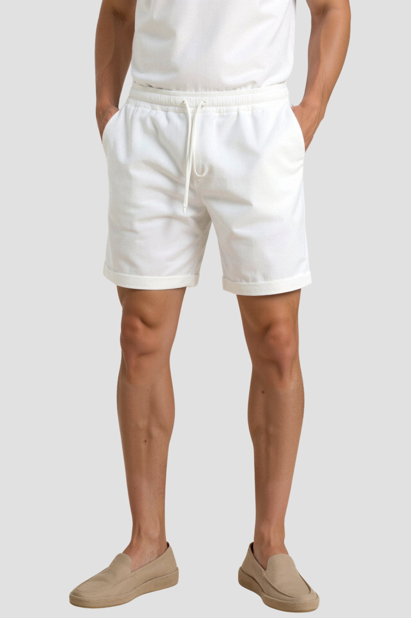Heren Shorts Beige Met Koord Comfortabel Zomerbroek