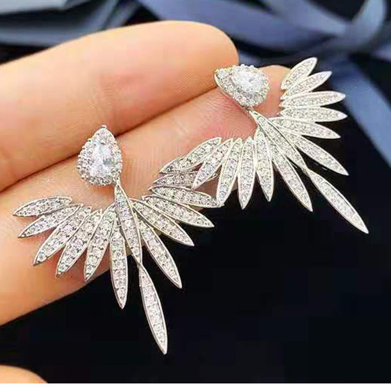 Dames Oorbellen Zirkonia Vleugel Design Trendy Glanzend
