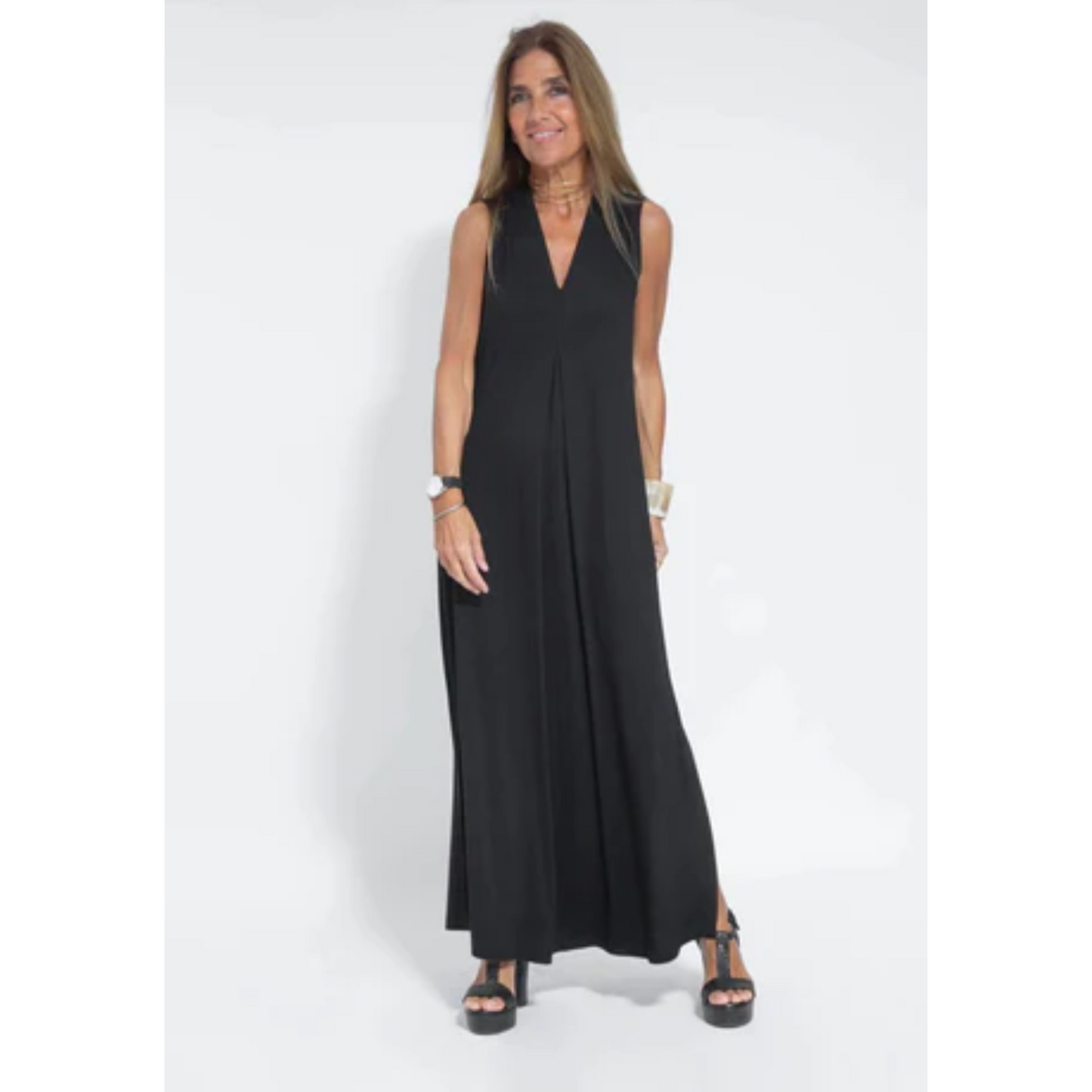 Schitterende Piek Mouwloze Maxi Jurk