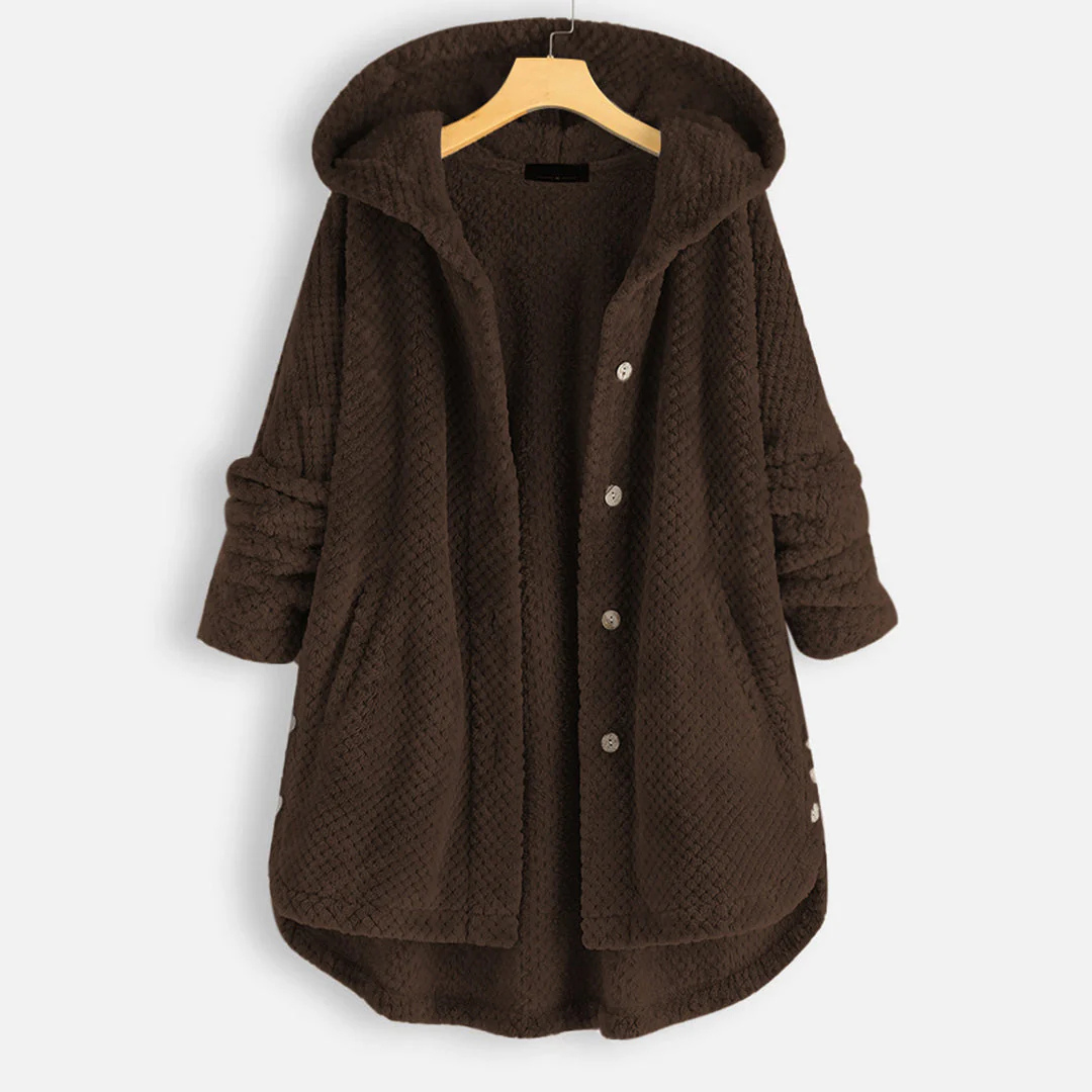 Dames Jacke Met Kapuze Warme Button Down Jas