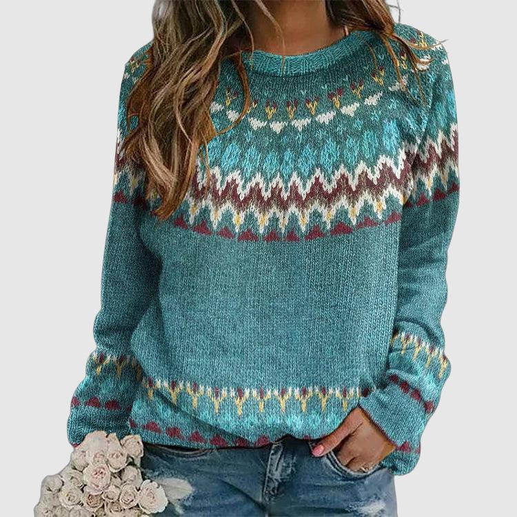Dames Trui met Kleurrijk Geometrisch Patroon - Comfortabel en Trendy