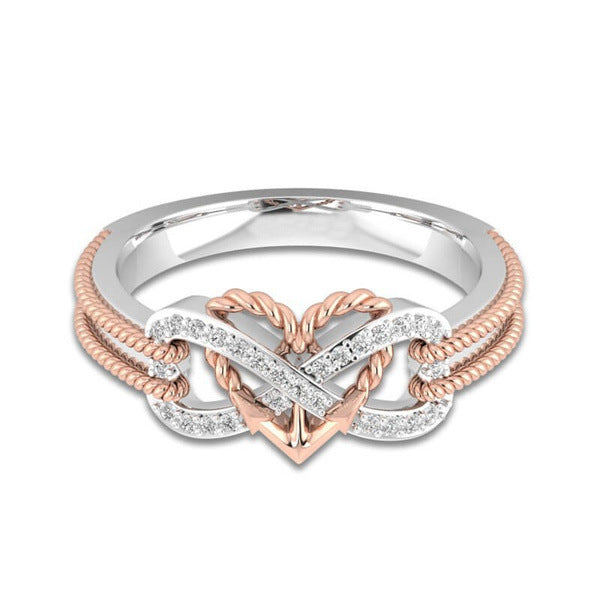 Dames Zilveren Oneindigheidsring met Hart Edelstaal