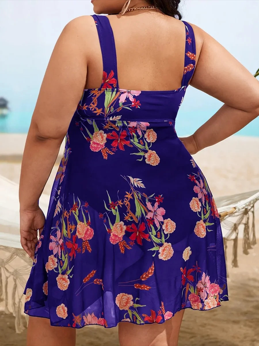 Plus-Size Badpak Tropisch Tropical Print Dame
