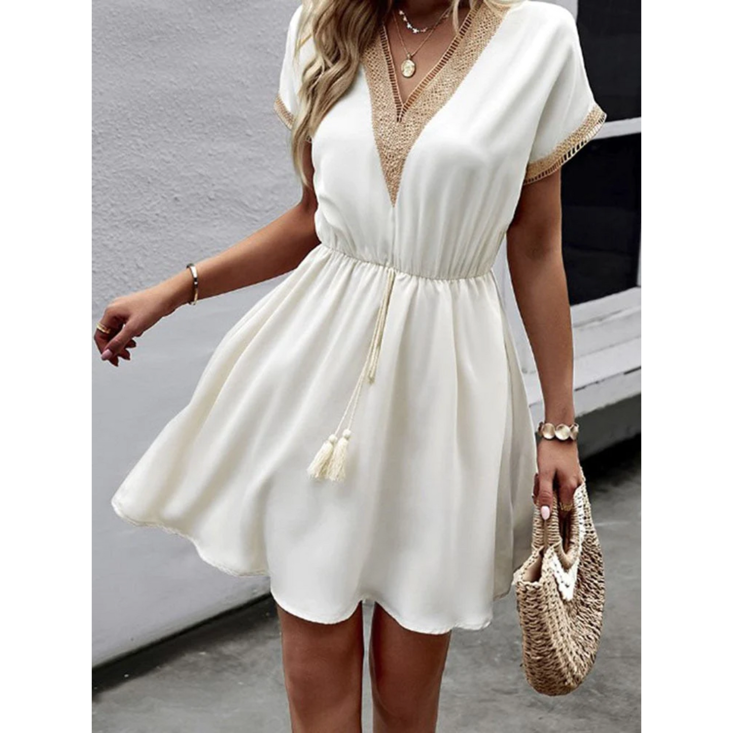 Bohemian Shine Losse Veters Mini Jurk