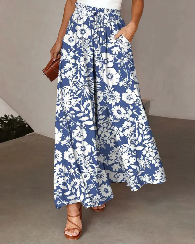 Vrouwelijke Wijde Broek met Bloemenprint - Mode Vibes