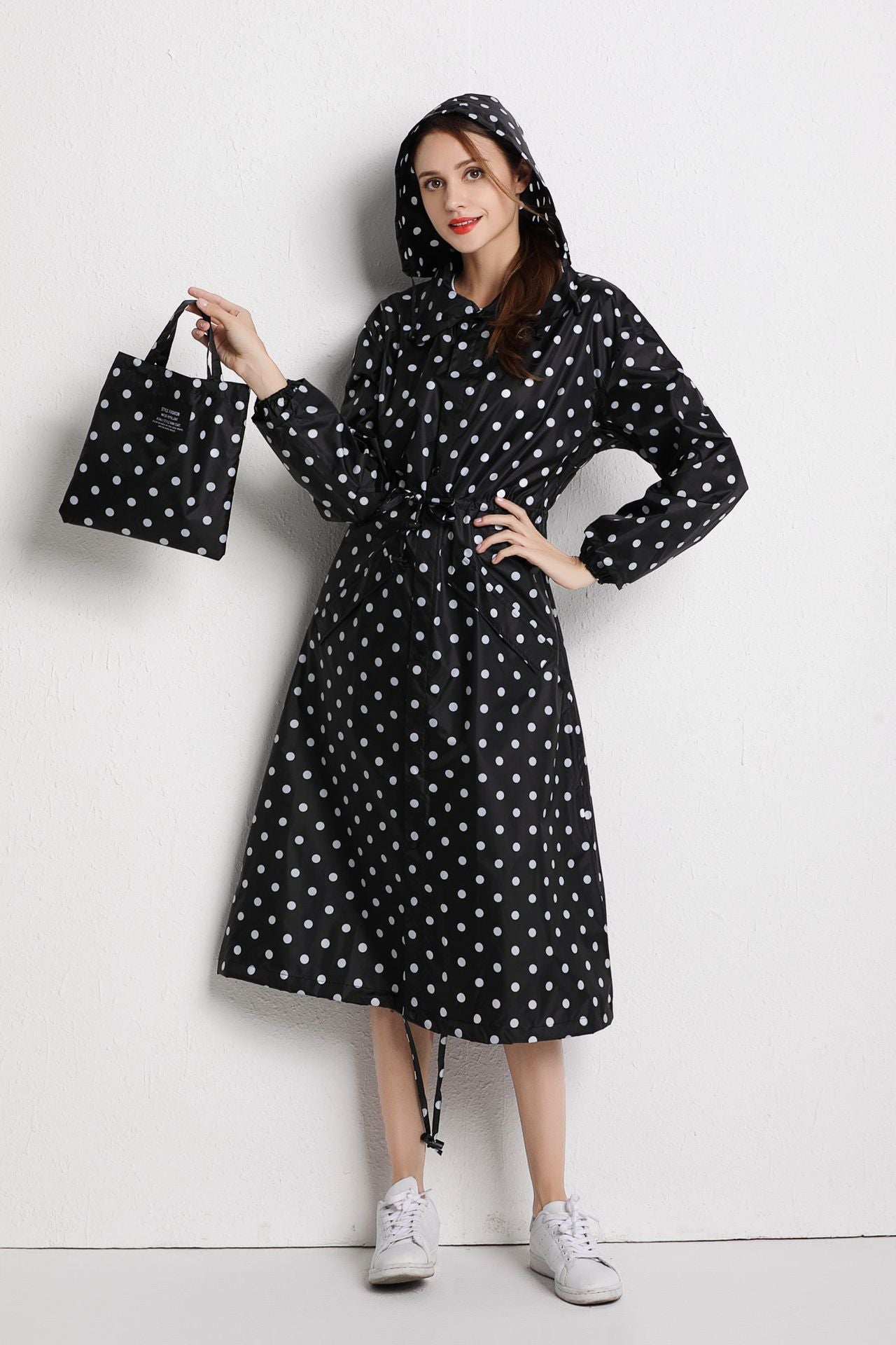 Dames Regenjas Lange Lichtgewicht Met Trendy Print