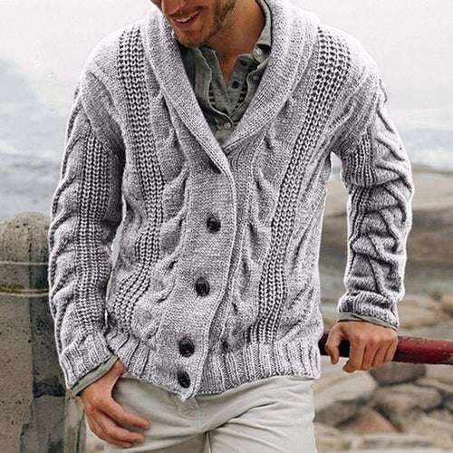 Heren Charcoal Kabelgebreid Vest met Sjaalkraag