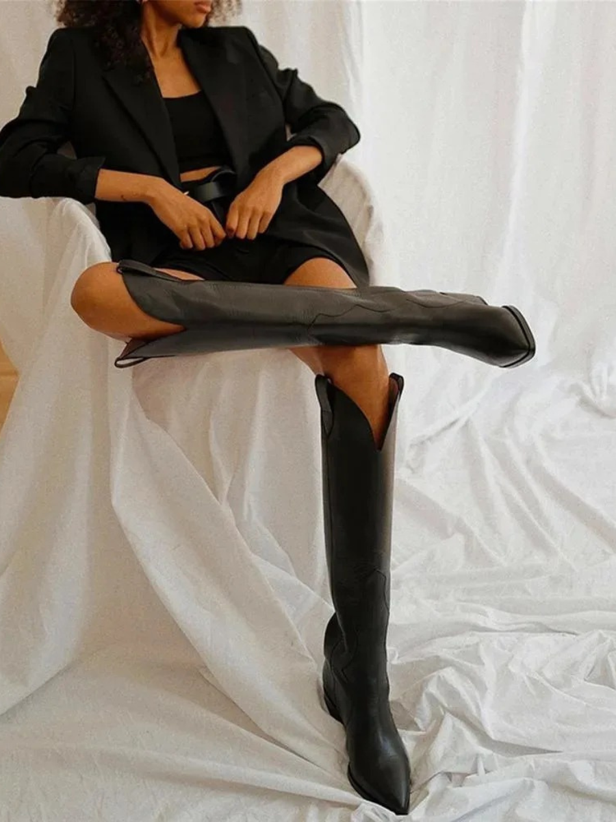 Zwart Cowboylaarzen van Leer Moderne Stijl