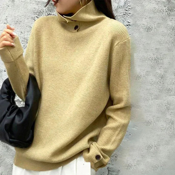 Vrouwelijke Trui Lange Mouwen Effen Kleur - Mode Vibes