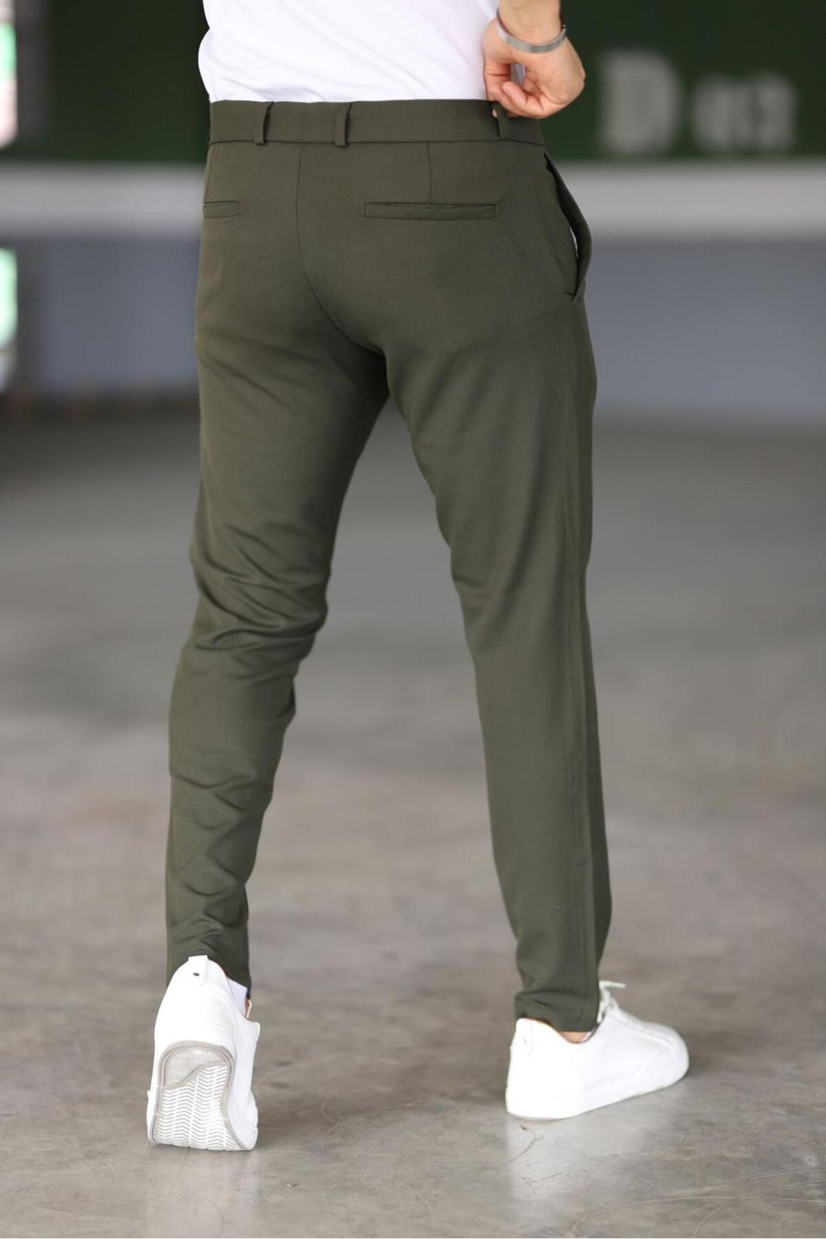 Donkergroene Chino Broek Slim Fit voor Mannen