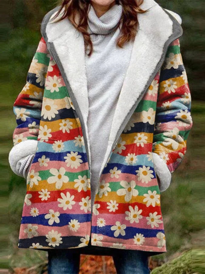 Bloemen Jack Met Capuchon Casual Damesjassen - Mode Vibes