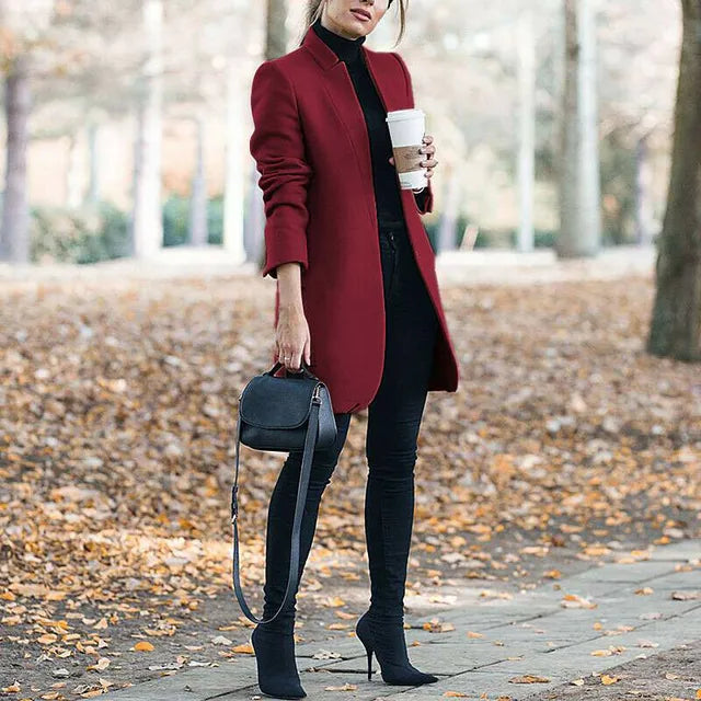 Wollen Jas Dames Stevige Hals Warme Winterjas