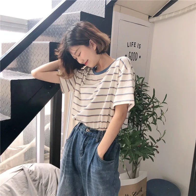 Chique Zomer Preppy Strepen T-Shirt
