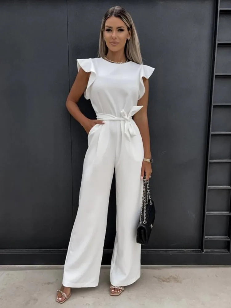 VELANORA- Elegante Jumpsuit met Wijde Pijpen