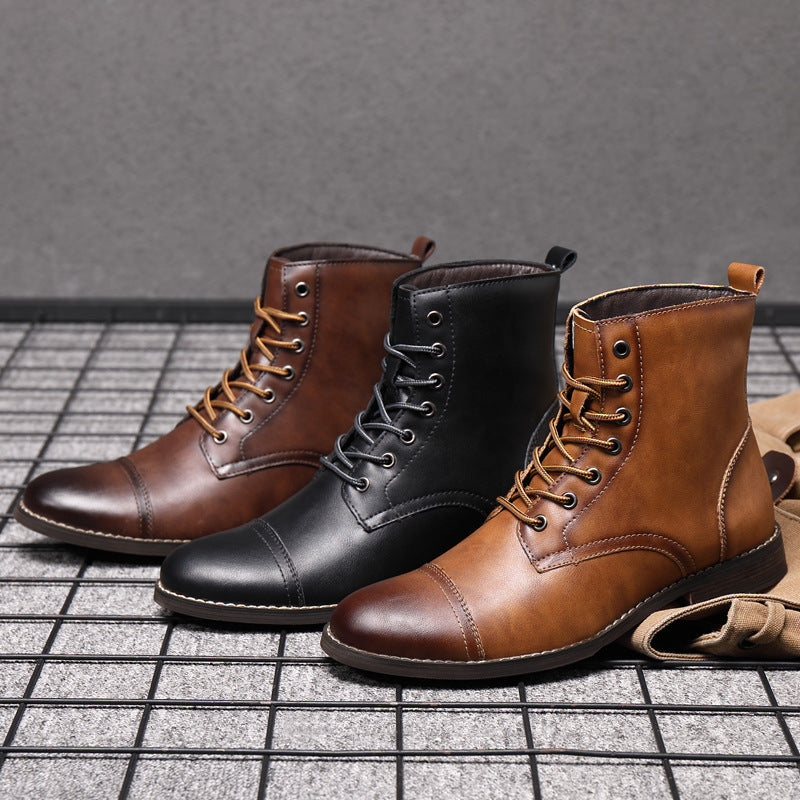 Leren Herenboots met Vetersluiting Klassiek Design