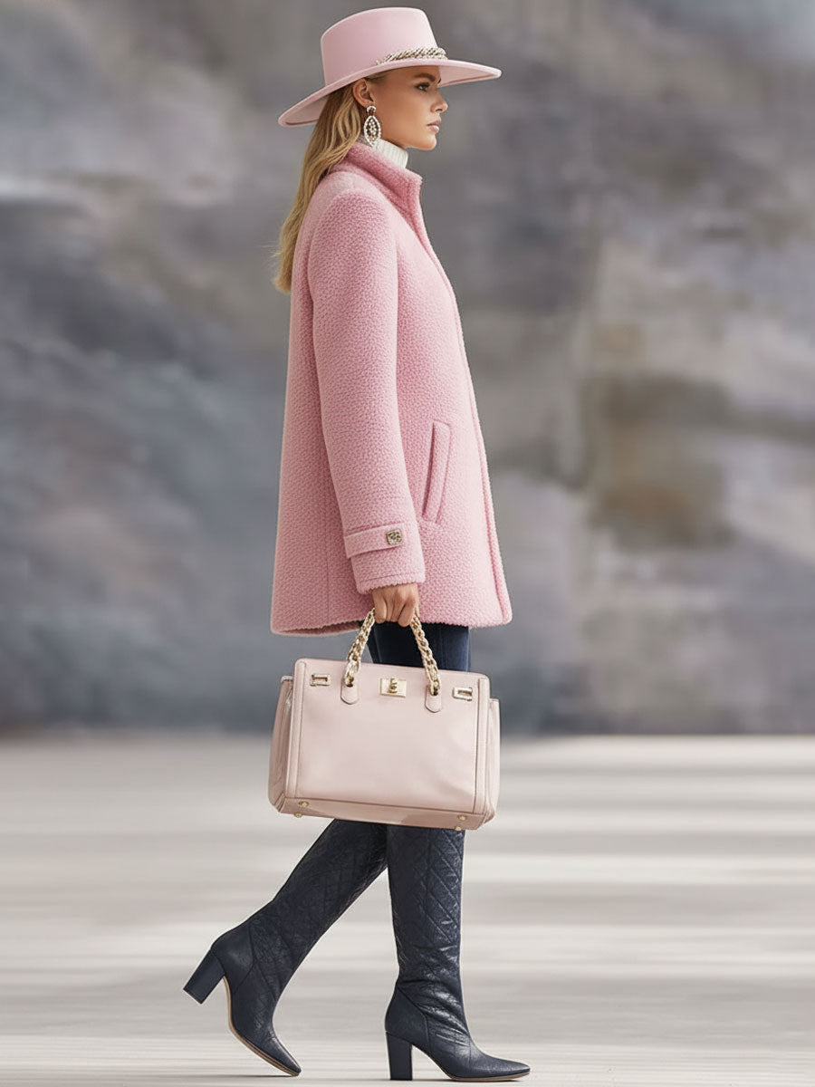 Dames Vintage Roze Fleece Vest met Ritssluiting