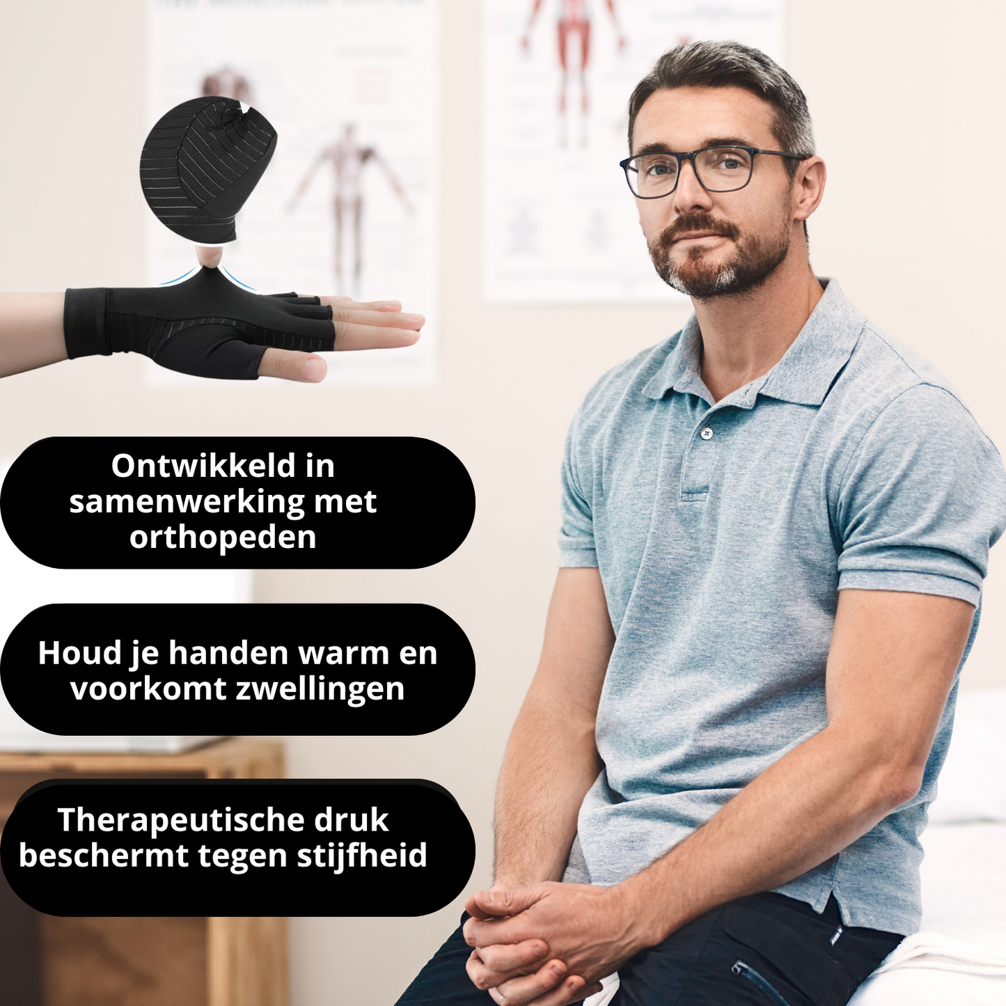 Compressiehandschoenen voor Artritis ThermaFlex Warmte