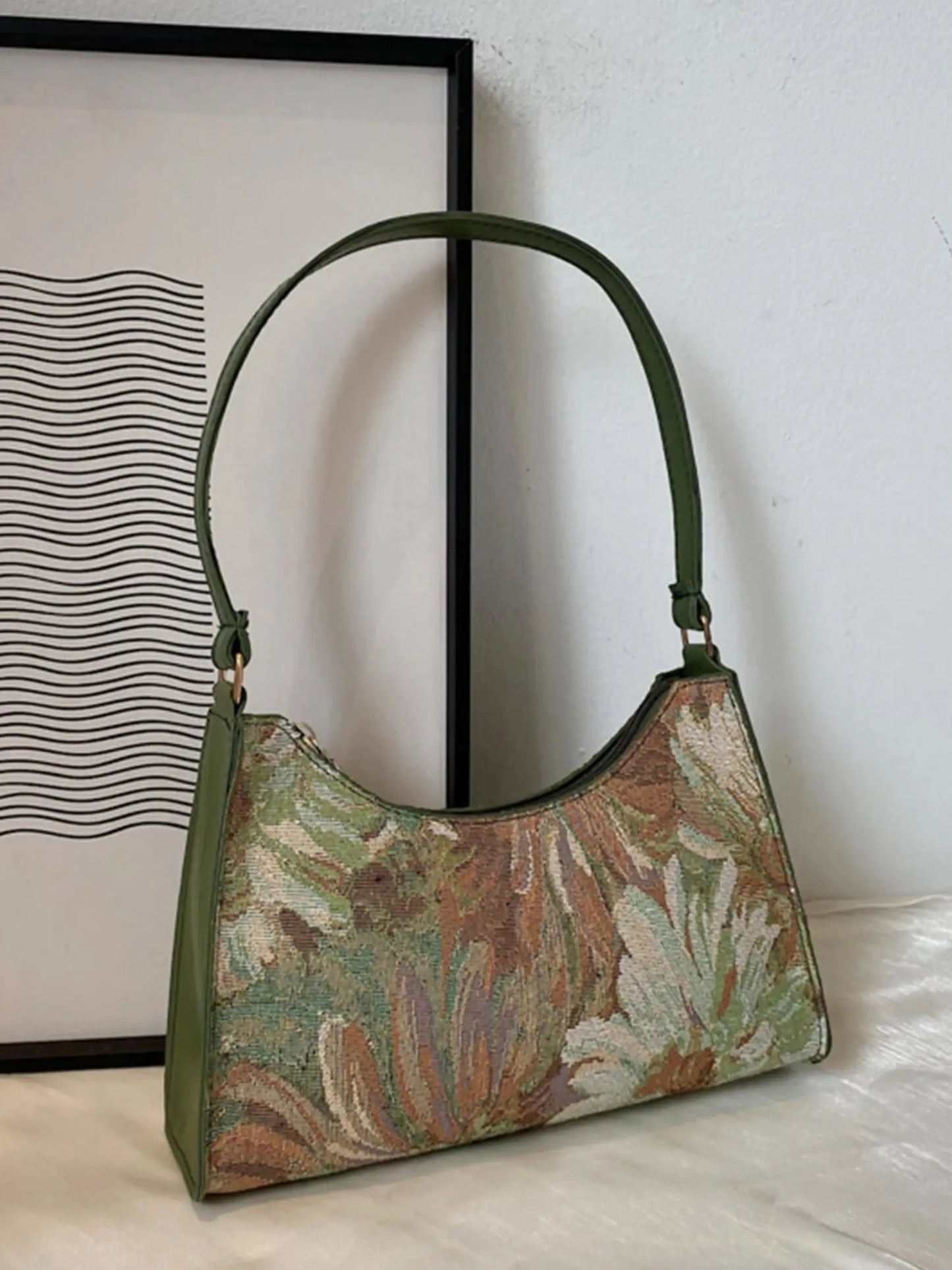 Schoudertas Bloemenpatroon Vintage Stijl Tapisserie