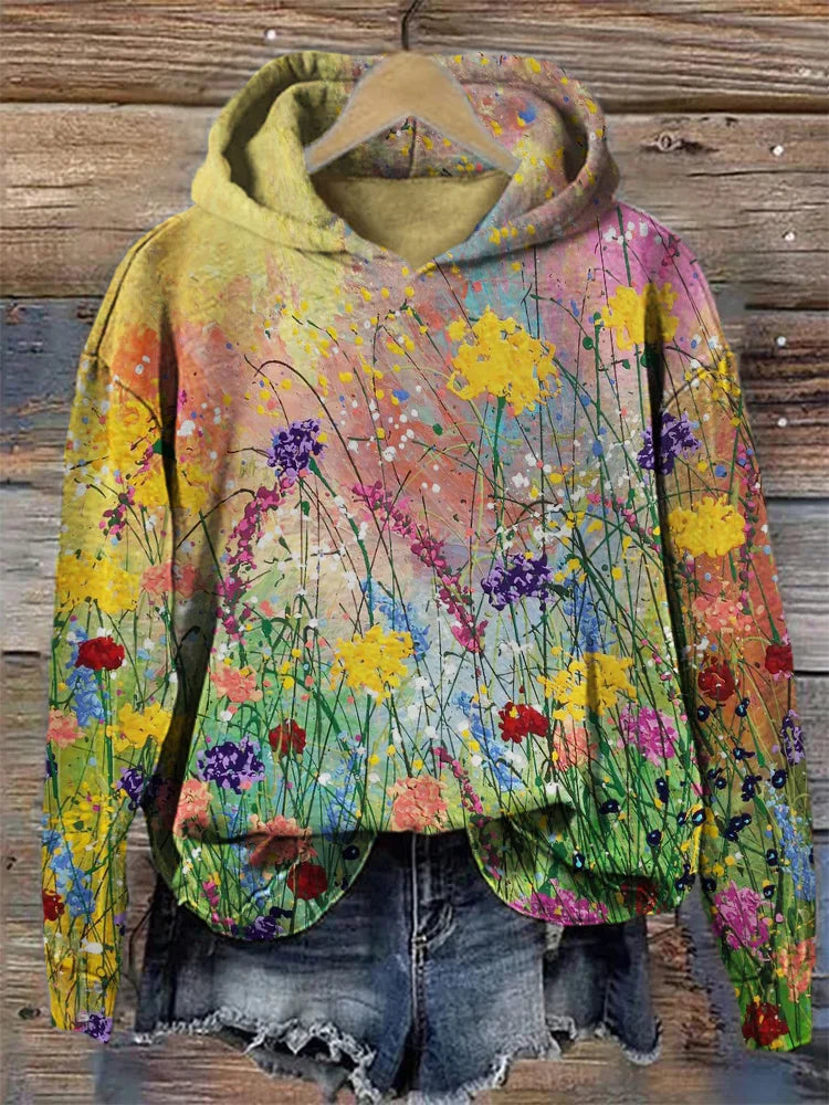 Bloemen Hoodie Vrouw Nora Met Fijne Print - Mode Vibes