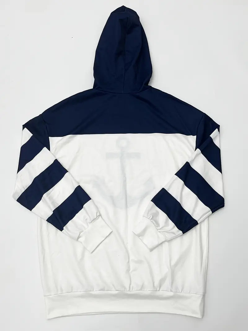 Nautische Hoodie Anker Print Zeeman Stijl