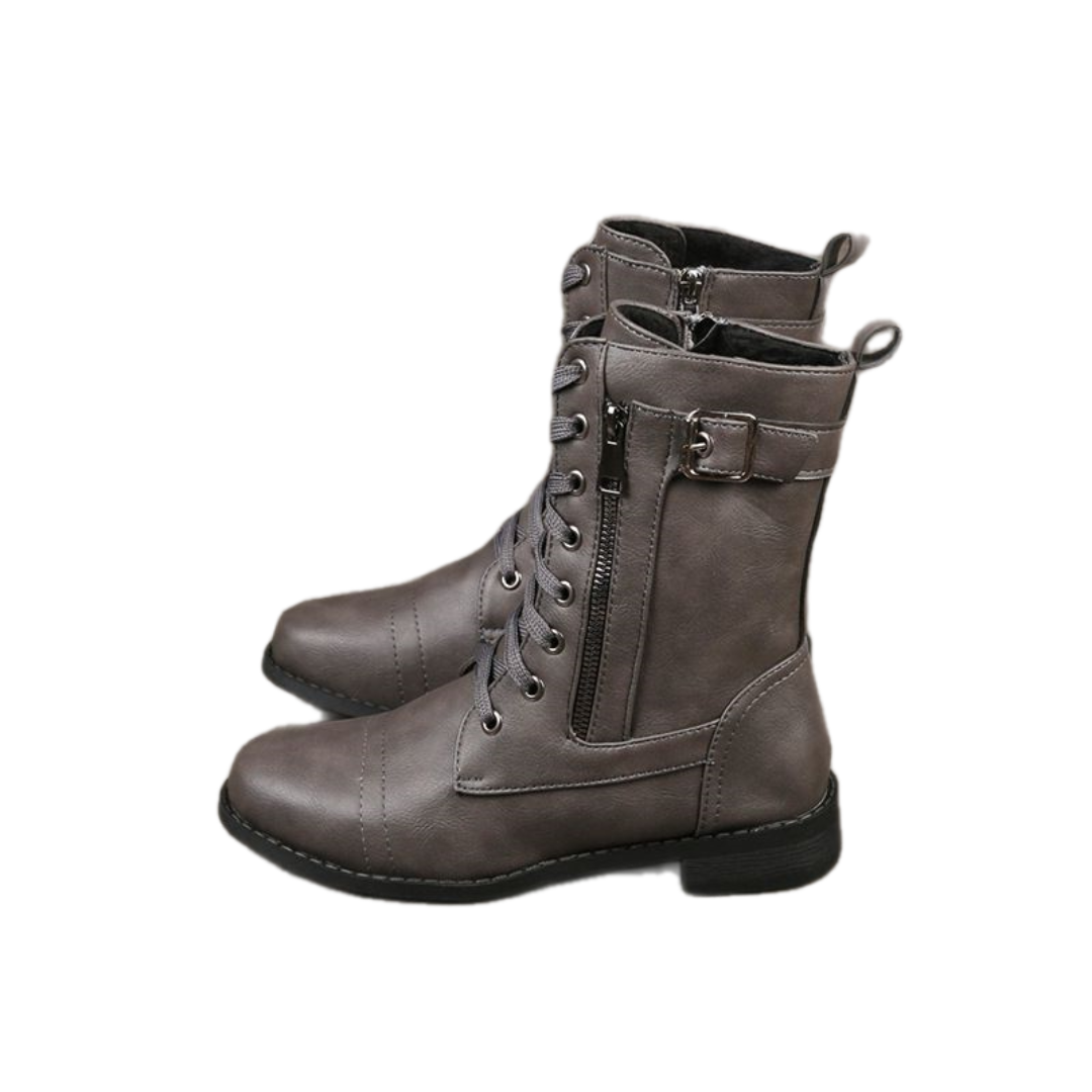 Vrouwelijke Laarzen met Rits en Veters Vintage Stijl