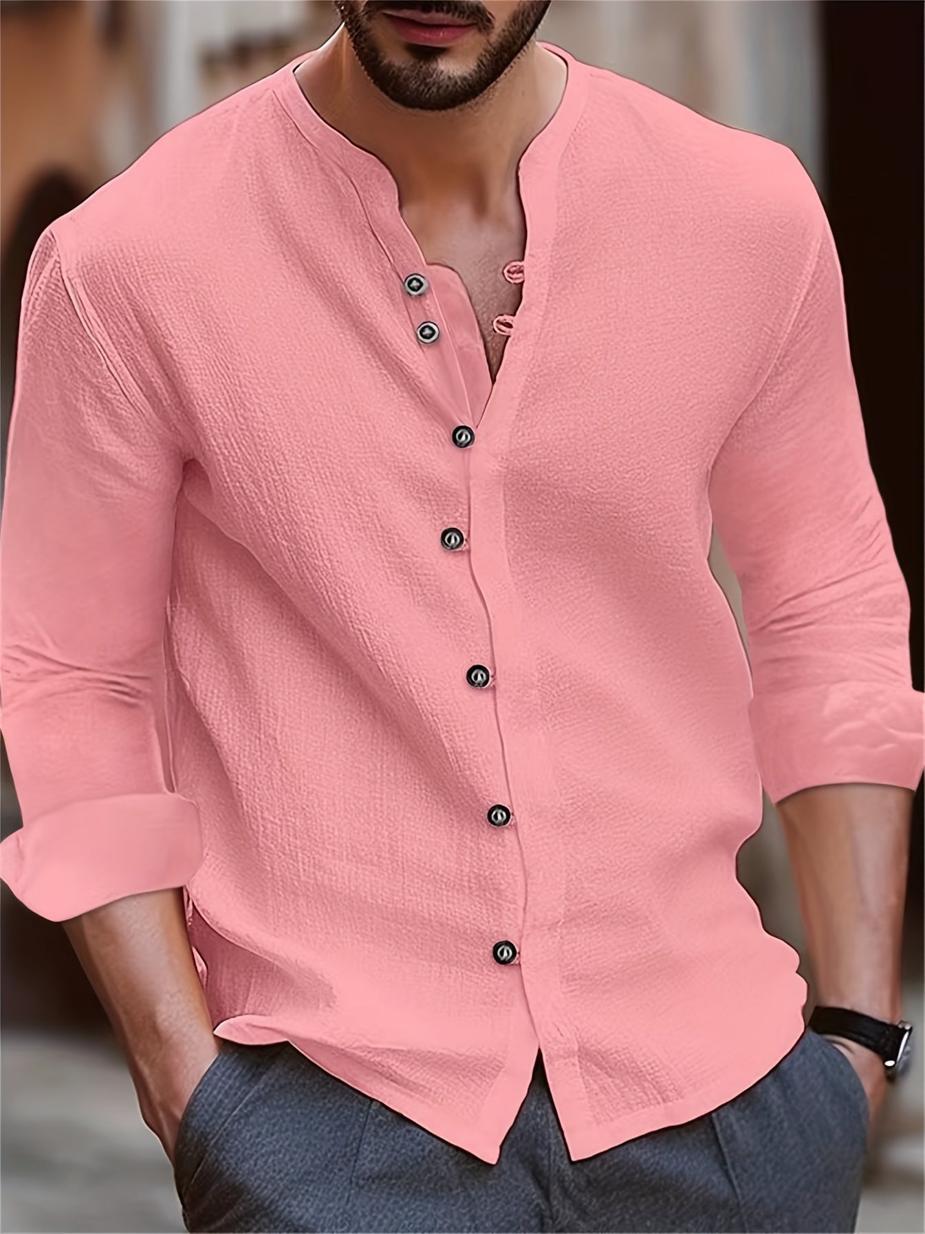 Linnen Shirt Heren Casual Zomer Kleding