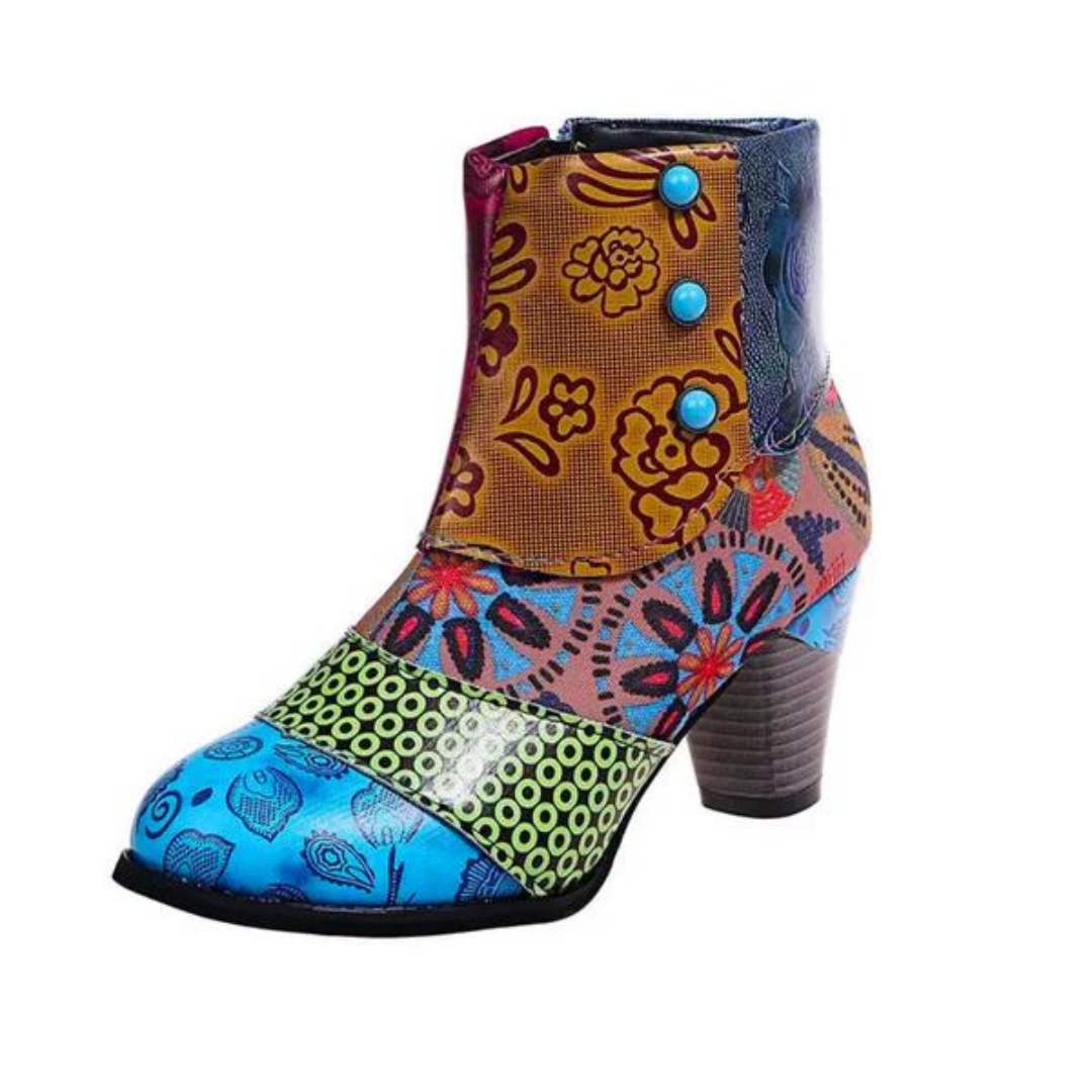 Leren Dameslaarzen Retro Stijl Zwarte Laarzen