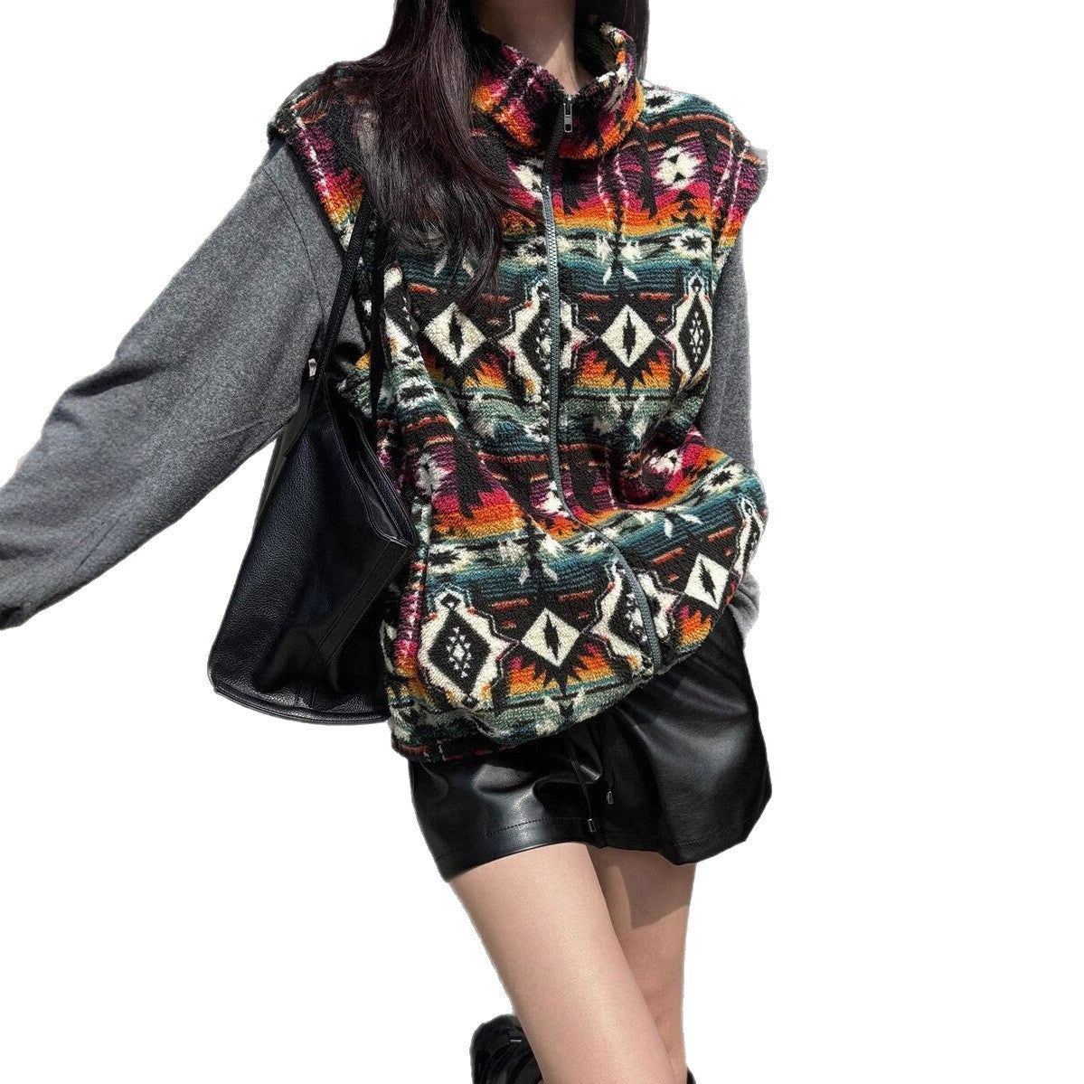 Dames Fleece Bodywarmer Aztec Print Warm en Stijlvol