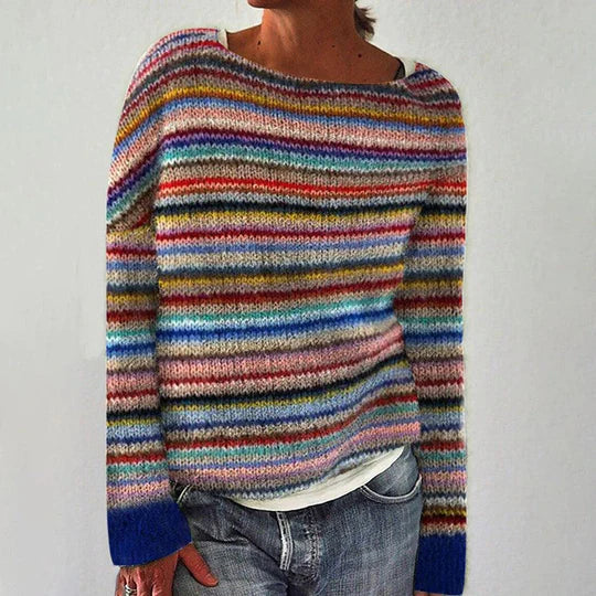 Lange Mouw Trui Gestreept Elegante Damestrui - Mode Vibes