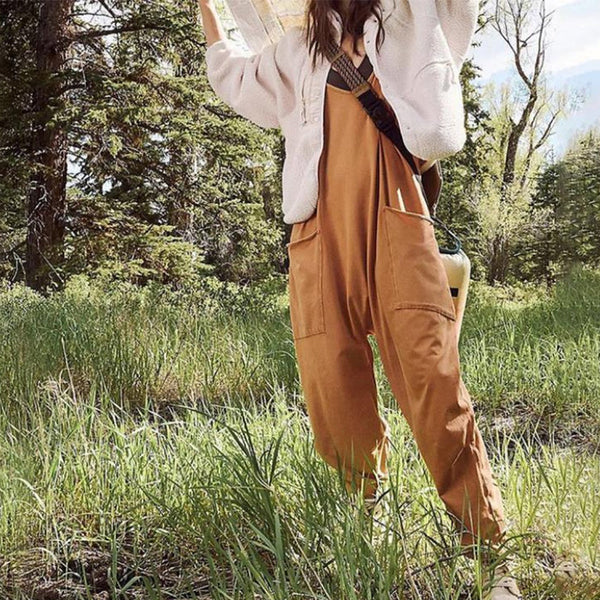 Vrouwelijke Jumpsuit met V-hals Zwart Elegante Avondkleding