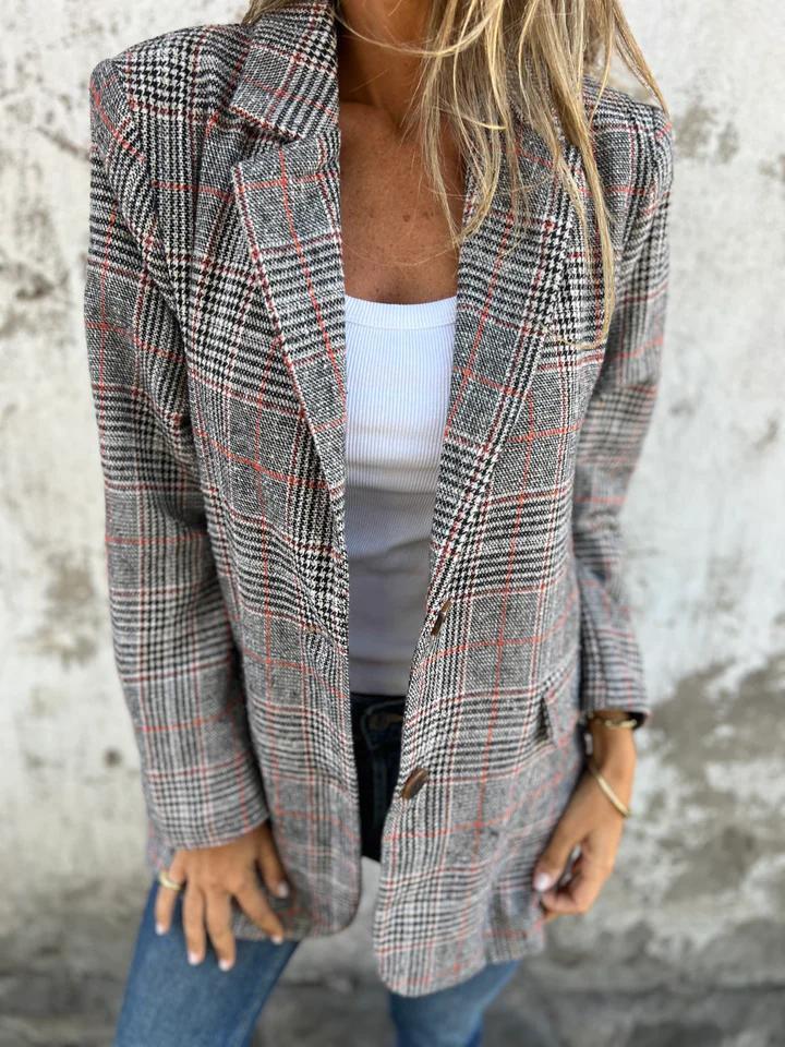 Dames Blazer Geruit Elegante Trendy Jasje