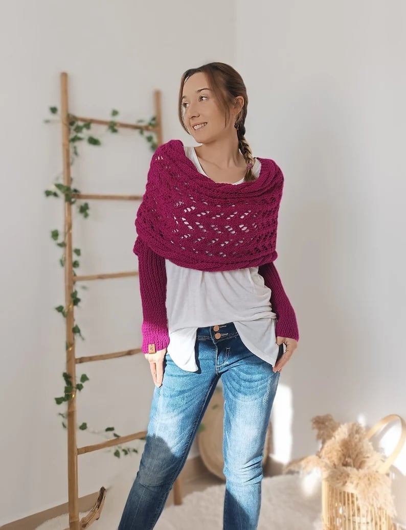 Glansvol Moda | Elegant Zachte Schouderdoek Trui | Stijlvol en Comfortabel