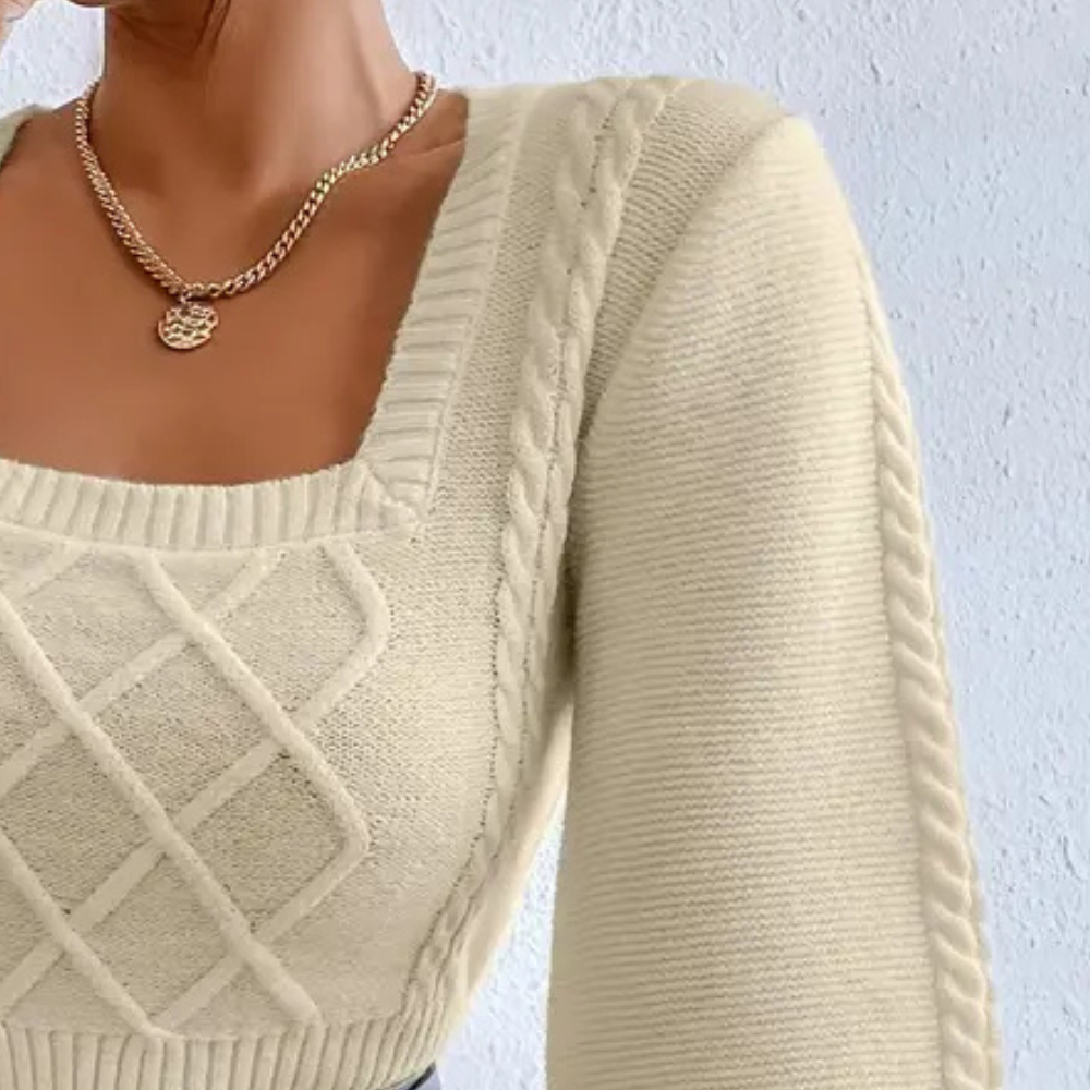 Dames Trui Gebreid Vierkant Hals Model Sienna