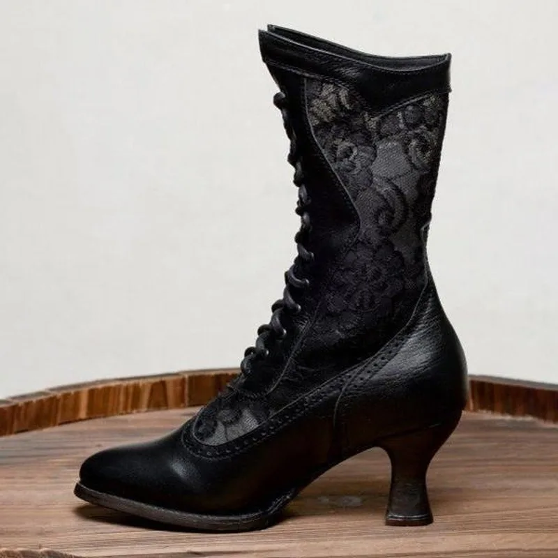 Dames Enkellaarzen Nora Vintage Stijl