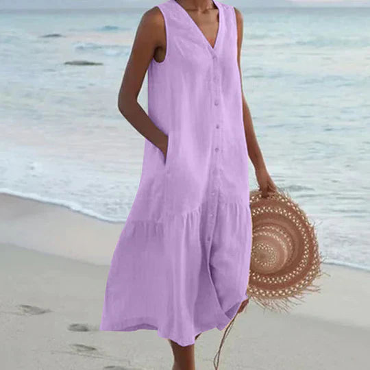 Variant image for Marie | Abito Donna Elegante in Lino Rosa-49