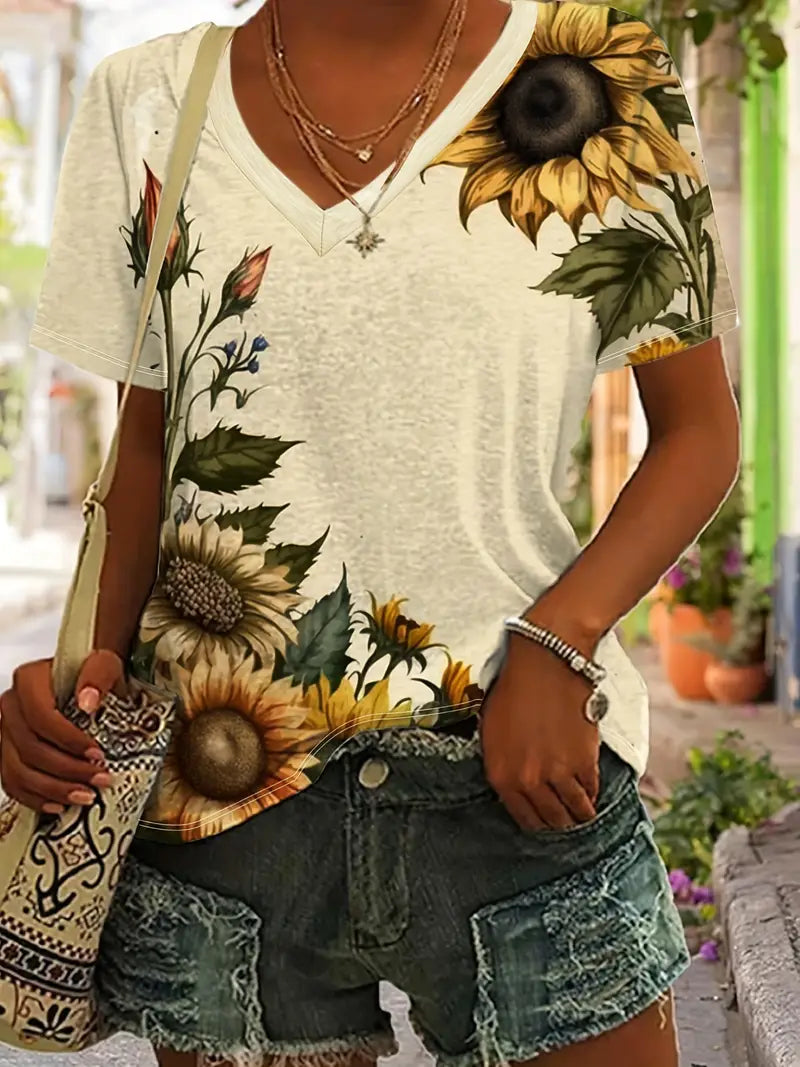 Zomer T-shirt met Zonnebloemen Print voor Mannen - Mode Vibes