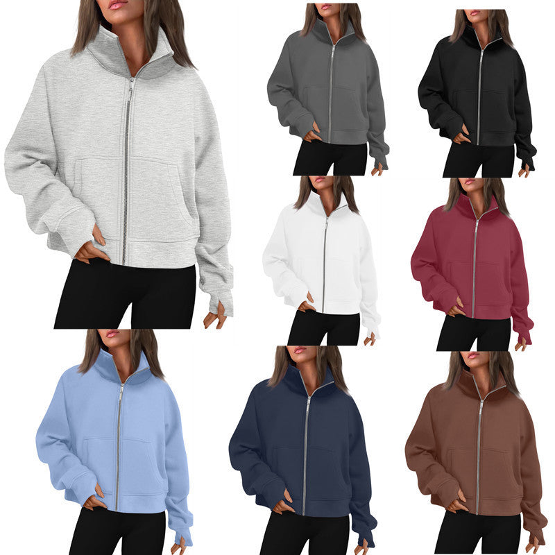 Dames Vest met Rits en Hoge Kraag Trendy Basic Stijl Salie