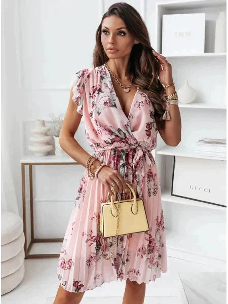 Jurk Mini Bloemenprint Volantmouwen Zomerjurk Vrouw