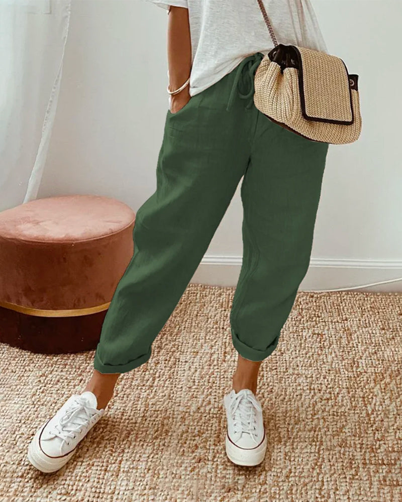 Luchtige Broek Middelhoge Taille Comfortabele Stof