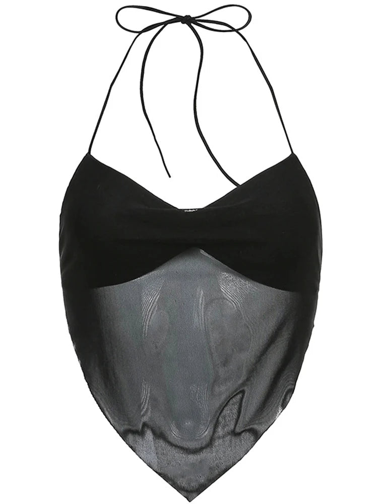Vrouwelijke Transparante Top Retro Stijl