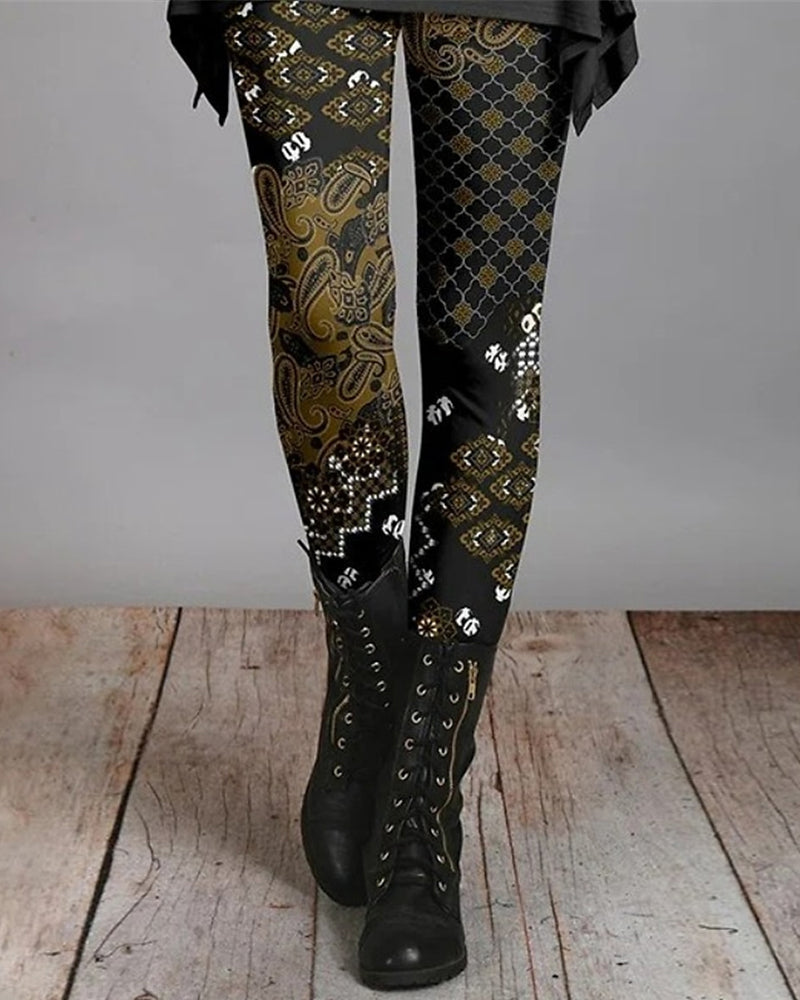 Retro Leggings Etnische Prints Zomerse Ziva Stijl