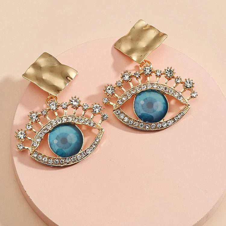 Gouden Oorhangers Boze Oog Nerina Vintage Stijl