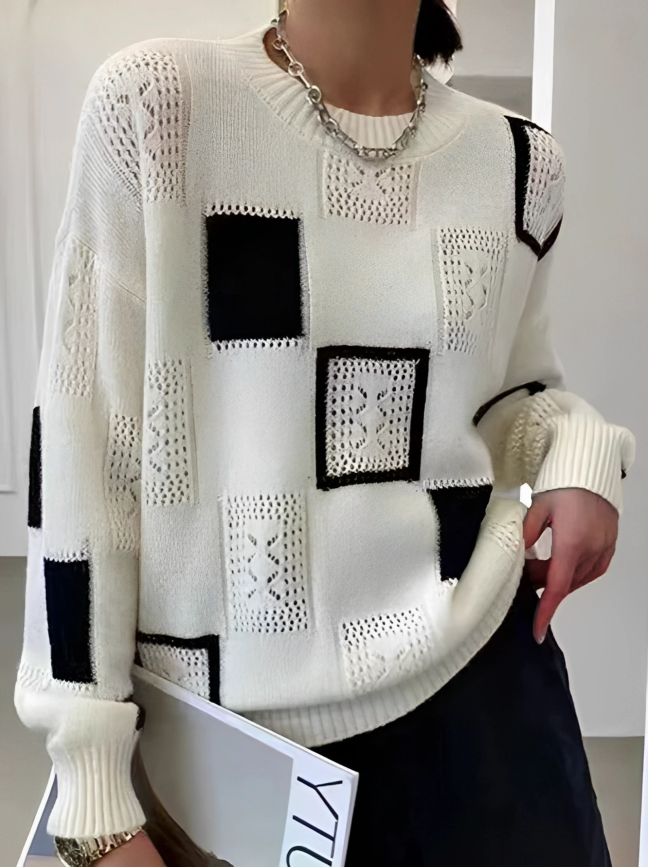 Elegante damestrui met ronde hals en print – Licht & comfortabel