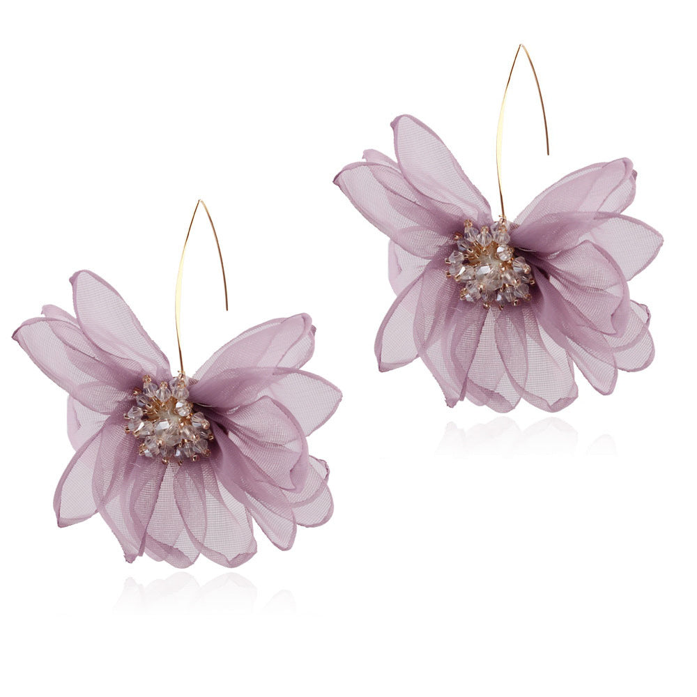 Dames Oorbellen Bloem Motief met Organza