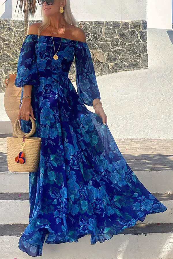 Maxi Jurk Off-the-shoulder Met Gesmokte Rug - Mode Vibes