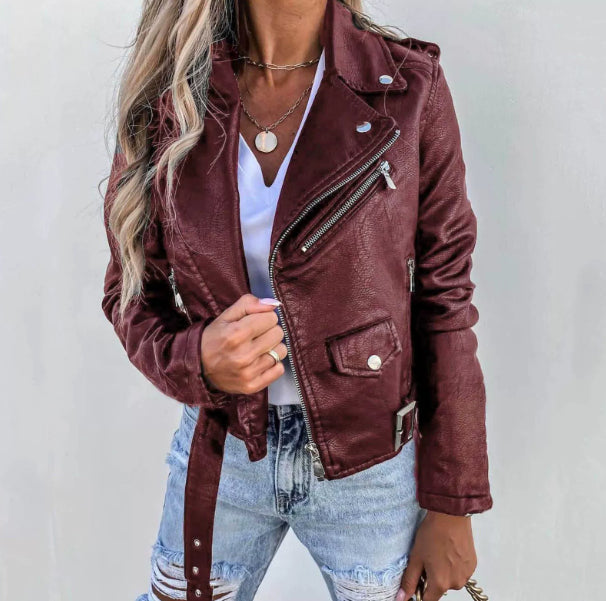 Dames Lederen Biker Jas PU Stijlvol Trendy